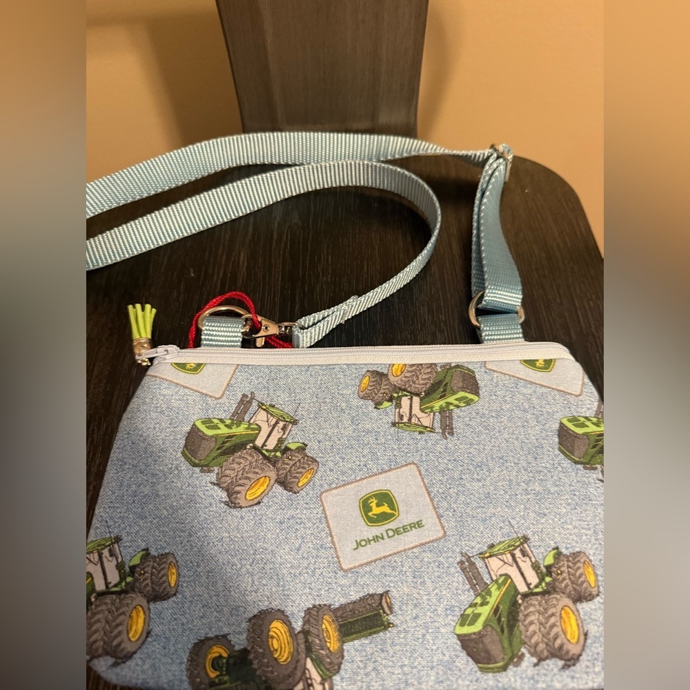 John Deere Tractor Print Crossbody Bag Blue Adjustable Strap - Picture 2 of 7